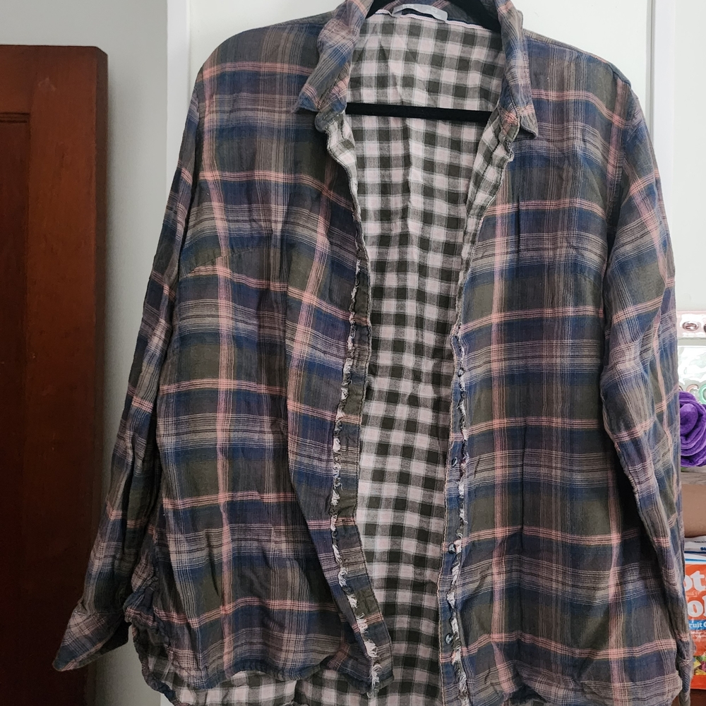 Lee Men's Casual Plaid Shirt - Blue and Pink